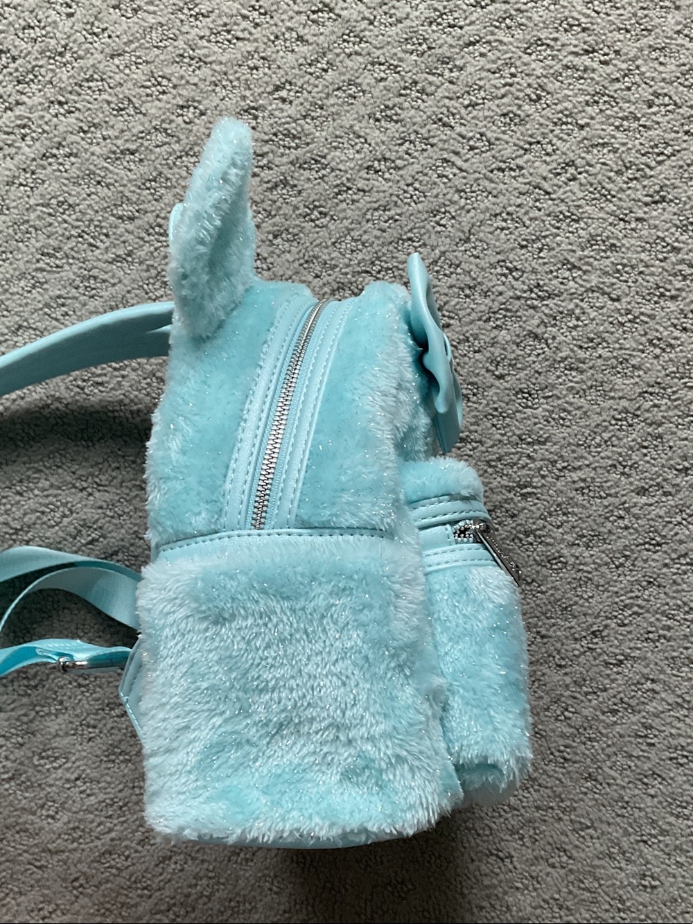 Loungefly Mint Plush Bear-Ear Kids Mini Backpack with Bow - Picture 6 of 8